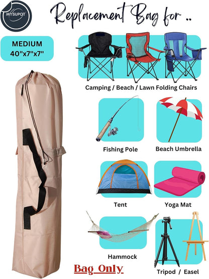 43"x9"x9" (Pink, L) Replacement Bag for Folding Camping Chair, Camp Chairs, Hammock, Yoga Mat, Beach Chair, Umbrella, Tent Bag 420D Oxford Polyester Fabric w/Side Pockets