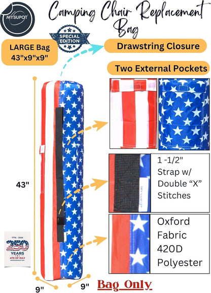 43"x9"x9" (Pink, L) Replacement Bag for Folding Camping Chair, Camp Chairs, Hammock, Yoga Mat, Beach Chair, Umbrella, Tent Bag 420D Oxford Polyester Fabric w/Side Pockets
