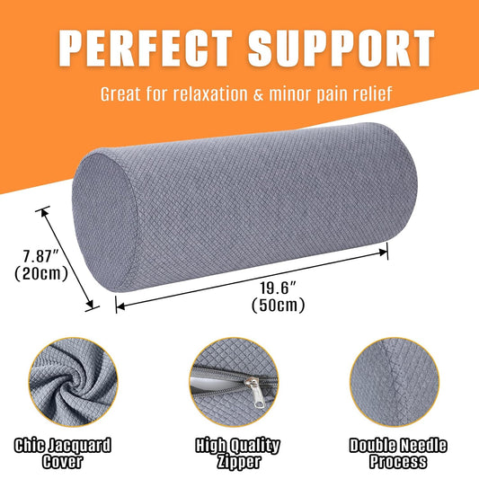 2 Pack Round Massage Table Bolster Pillow Pad, Bolster Pillow, Round Pillows, Suitable for Earthlite Massage Table (Grey, 7.8''x19.6'')
