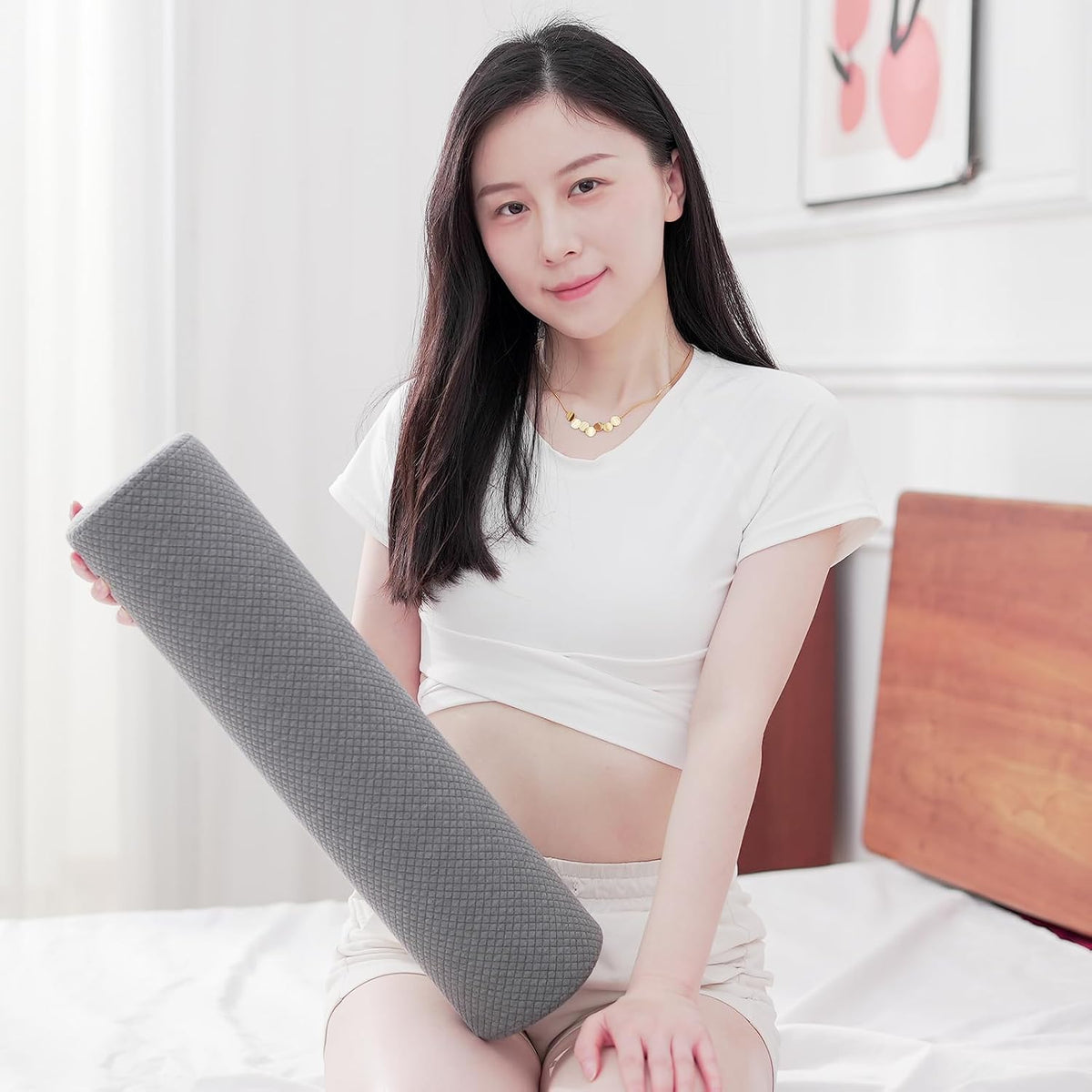 2 Pack Round Massage Table Bolster Pillow Pad, Bolster Pillow, Round Pillows, Suitable for Earthlite Massage Table (Grey, 7.8''x19.6'')