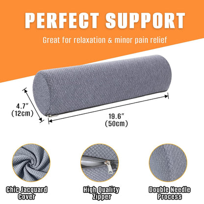 2 Pack Round Massage Table Bolster Pillow Pad, Bolster Pillow, Round Pillows, Suitable for Earthlite Massage Table (Grey, 7.8''x19.6'')