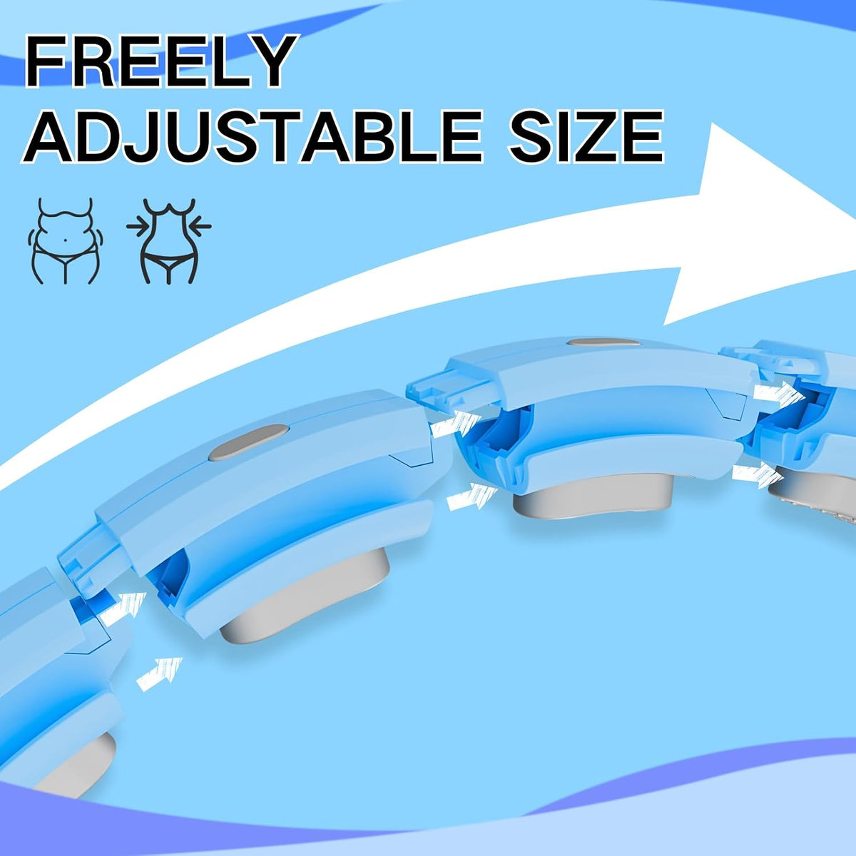 Smart Silent Weighted Exercise Infinity Hoop - Patent Pending (80% Quieter + Auto Count), Adjustable 30"-50" Fitness Hoop for Adults, Core Ab Workout with Circle for Women & Men(Blue)
