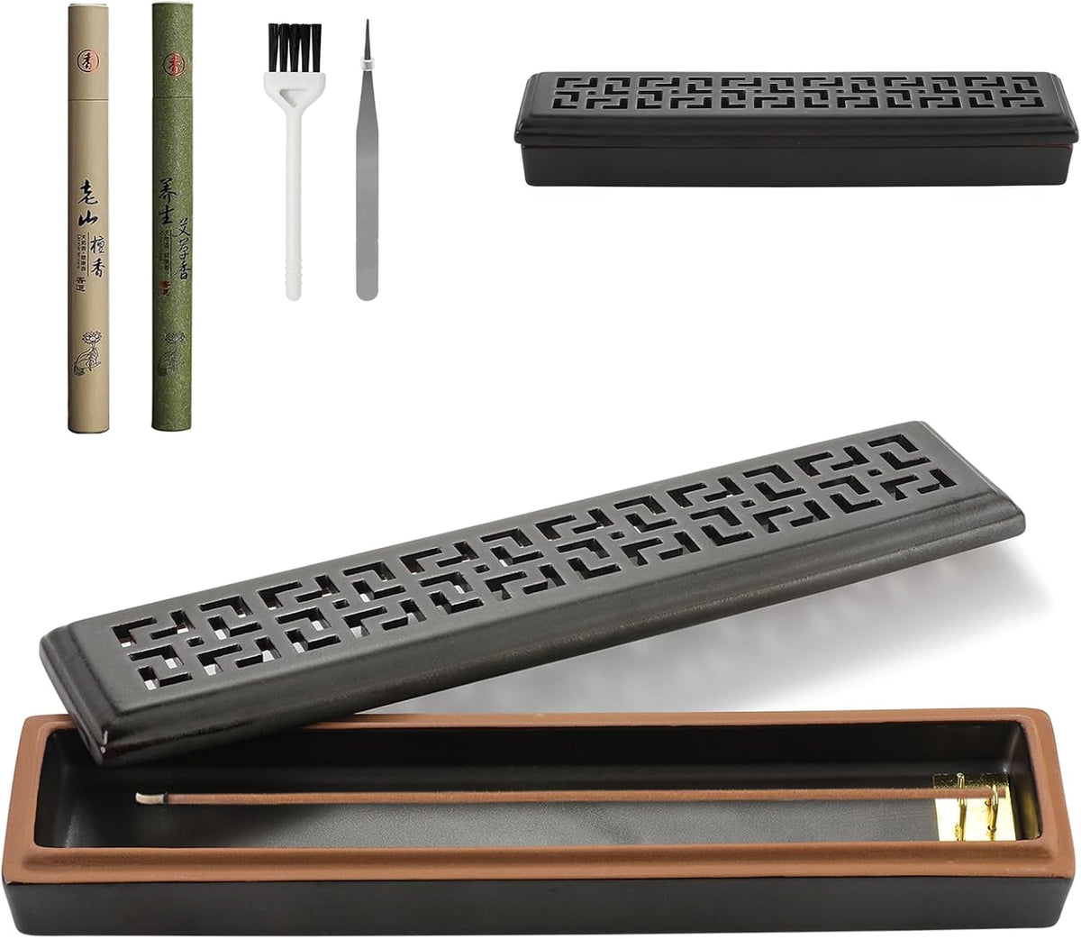 CEREMONY Incense Holder for Sticks，Ceramic Insence-Stick Holder Ash Catcher，Incense Holder Timkburner for Meditation Yoga Spa Room Decor