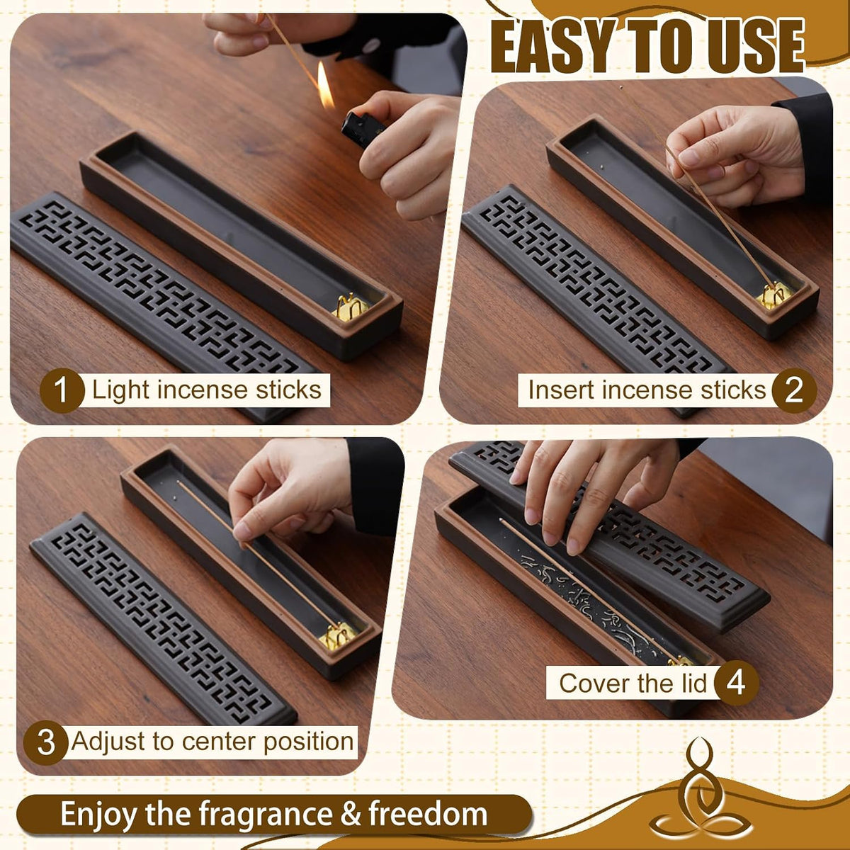 CEREMONY Incense Holder for Sticks，Ceramic Insence-Stick Holder Ash Catcher，Incense Holder Timkburner for Meditation Yoga Spa Room Decor