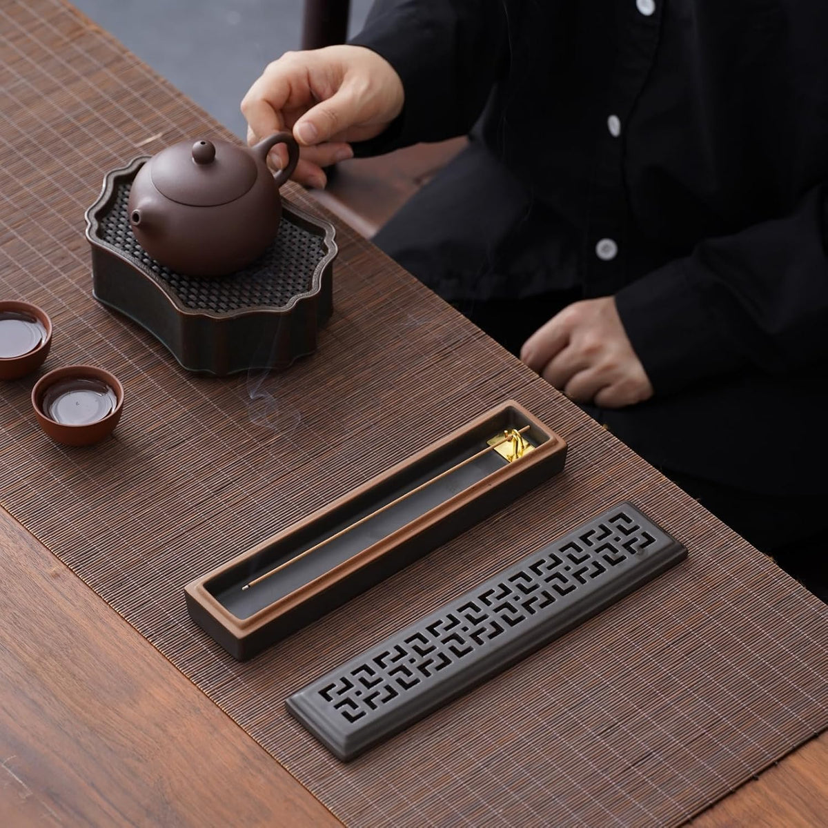 CEREMONY Incense Holder for Sticks，Ceramic Insence-Stick Holder Ash Catcher，Incense Holder Timkburner for Meditation Yoga Spa Room Decor