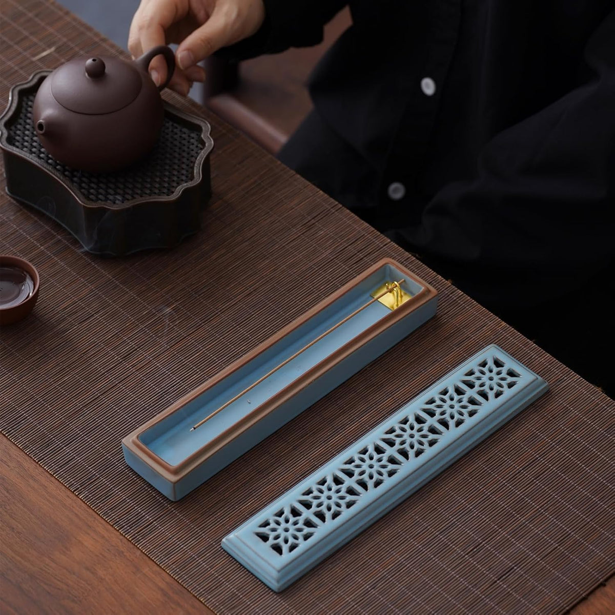 CEREMONY Incense Holder for Sticks，Ceramic Insence-Stick Holder Ash Catcher，Incense Holder Timkburner for Meditation Yoga Spa Room Decor
