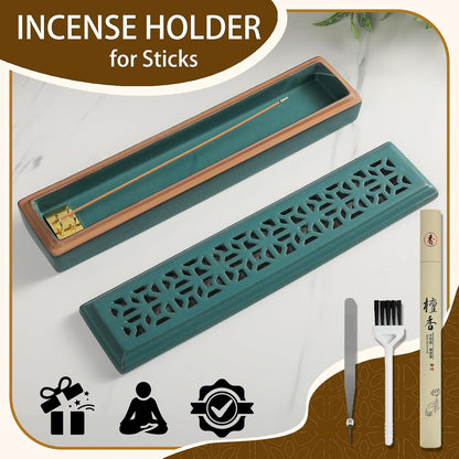CEREMONY Incense Holder for Sticks，Ceramic Insence-Stick Holder Ash Catcher，Incense Holder Timkburner for Meditation Yoga Spa Room Decor
