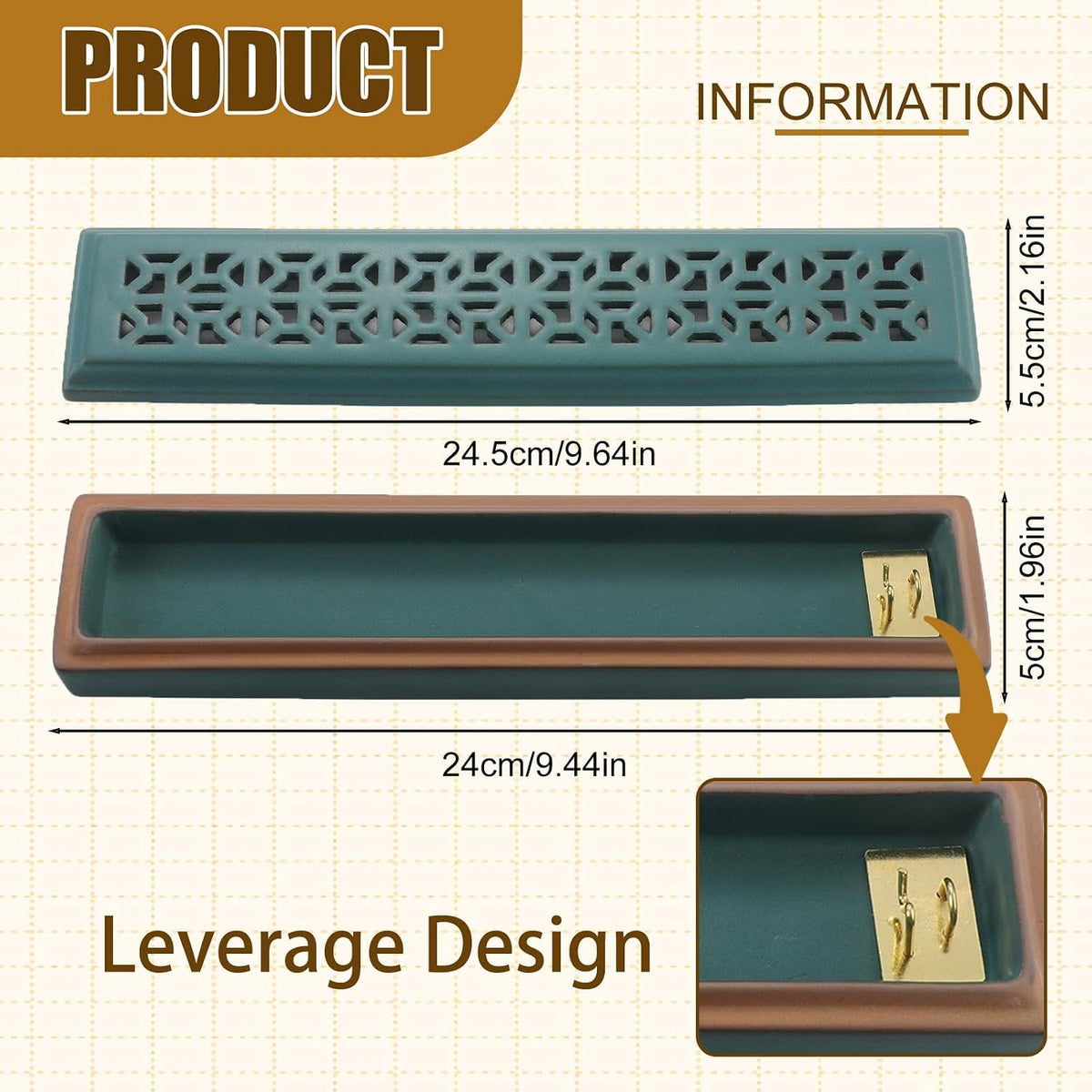 CEREMONY Incense Holder for Sticks，Ceramic Insence-Stick Holder Ash Catcher，Incense Holder Timkburner for Meditation Yoga Spa Room Decor
