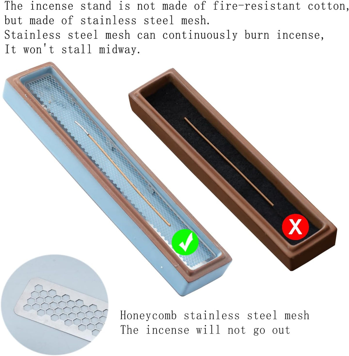CEREMONY Incense Holder for Sticks，Ceramic Insence-Stick Holder Ash Catcher，Incense Holder Timkburner for Meditation Yoga Spa Room Decor
