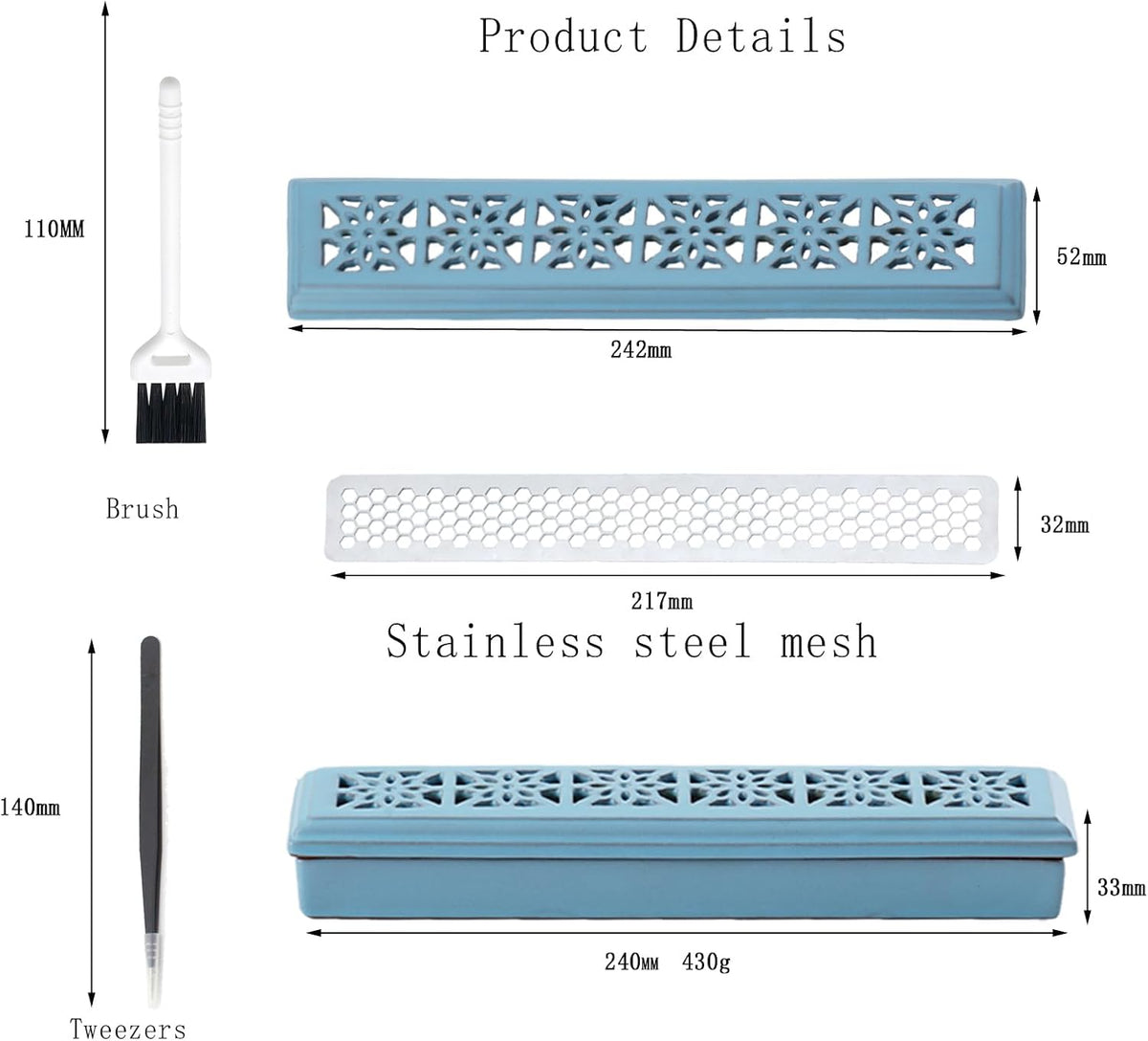 CEREMONY Incense Holder for Sticks，Ceramic Insence-Stick Holder Ash Catcher，Incense Holder Timkburner for Meditation Yoga Spa Room Decor