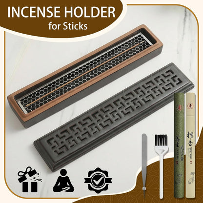 CEREMONY Incense Holder for Sticks，Ceramic Insence-Stick Holder Ash Catcher，Incense Holder Timkburner for Meditation Yoga Spa Room Decor