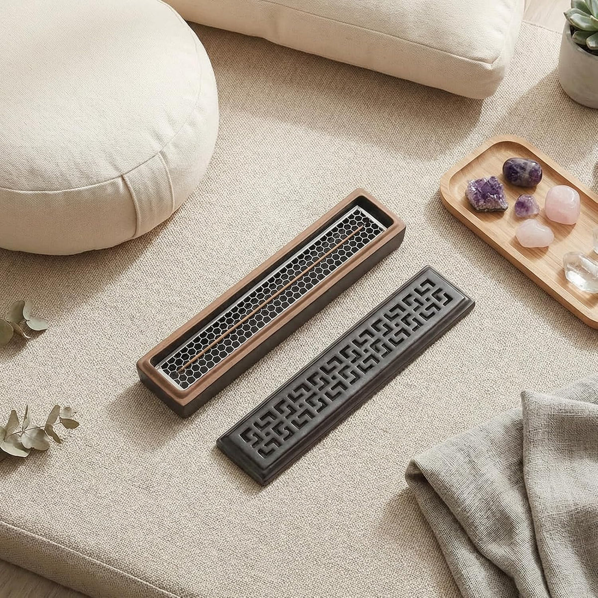 CEREMONY Incense Holder for Sticks，Ceramic Insence-Stick Holder Ash Catcher，Incense Holder Timkburner for Meditation Yoga Spa Room Decor