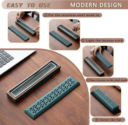 CEREMONY Incense Holder for Sticks，Ceramic Insence-Stick Holder Ash Catcher，Incense Holder Timkburner for Meditation Yoga Spa Room Decor