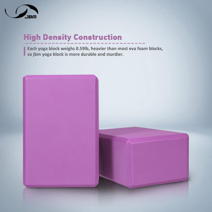 Yoga Blocks 2 Pack with Strap, Cork Block 2 Pack EVA Foam Yoga Bricks Set,Stretch Blocks