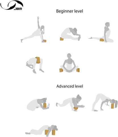 Yoga Blocks 2 Pack with Strap, Cork Block 2 Pack EVA Foam Yoga Bricks Set,Stretch Blocks