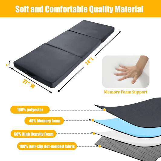 Floor Lounger Pillow,Foldable Soft Memory Foam Floor Pillow Portable 3-Piece Folding Pillow with Handle,Suit for Meditation,Playing,Yoga,Reading,Sleeping(Dark Gray)