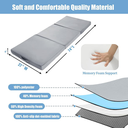 Floor Lounger Pillow,Foldable Soft Memory Foam Floor Pillow Portable 3-Piece Folding Pillow with Handle,Suit for Meditation,Playing,Yoga,Reading,Sleeping(Dark Gray)
