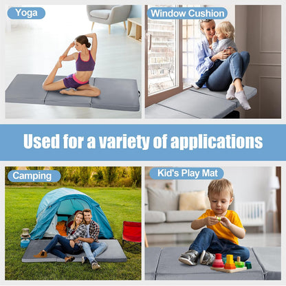 Floor Lounger Pillow,Foldable Soft Memory Foam Floor Pillow Portable 3-Piece Folding Pillow with Handle,Suit for Meditation,Playing,Yoga,Reading,Sleeping(Dark Gray)