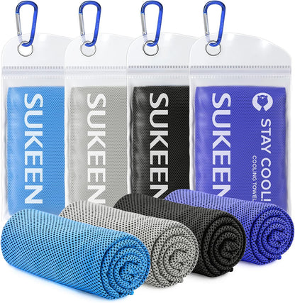 4 Pack Cooling Towels (40"x 12"), Cooling Neck Wraps, Soft Ice Towel