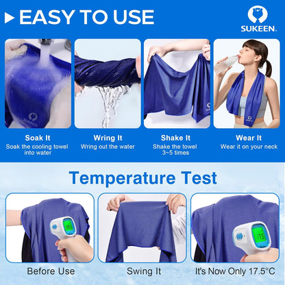 4 Pack Cooling Towels (40"x 12"), Cooling Neck Wraps, Soft Ice Towel