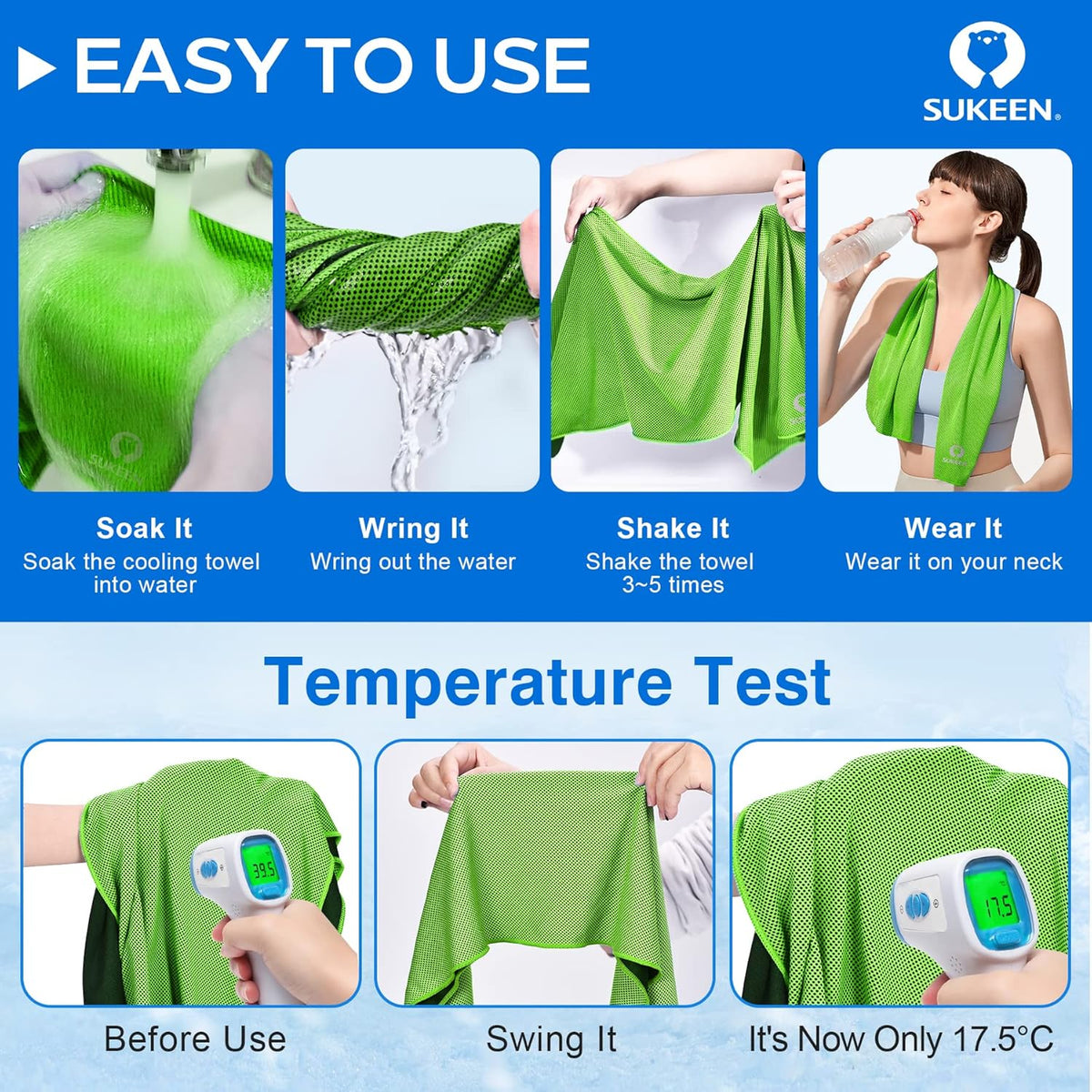 4 Pack Cooling Towels (40"x 12"), Cooling Neck Wraps, Soft Ice Towel