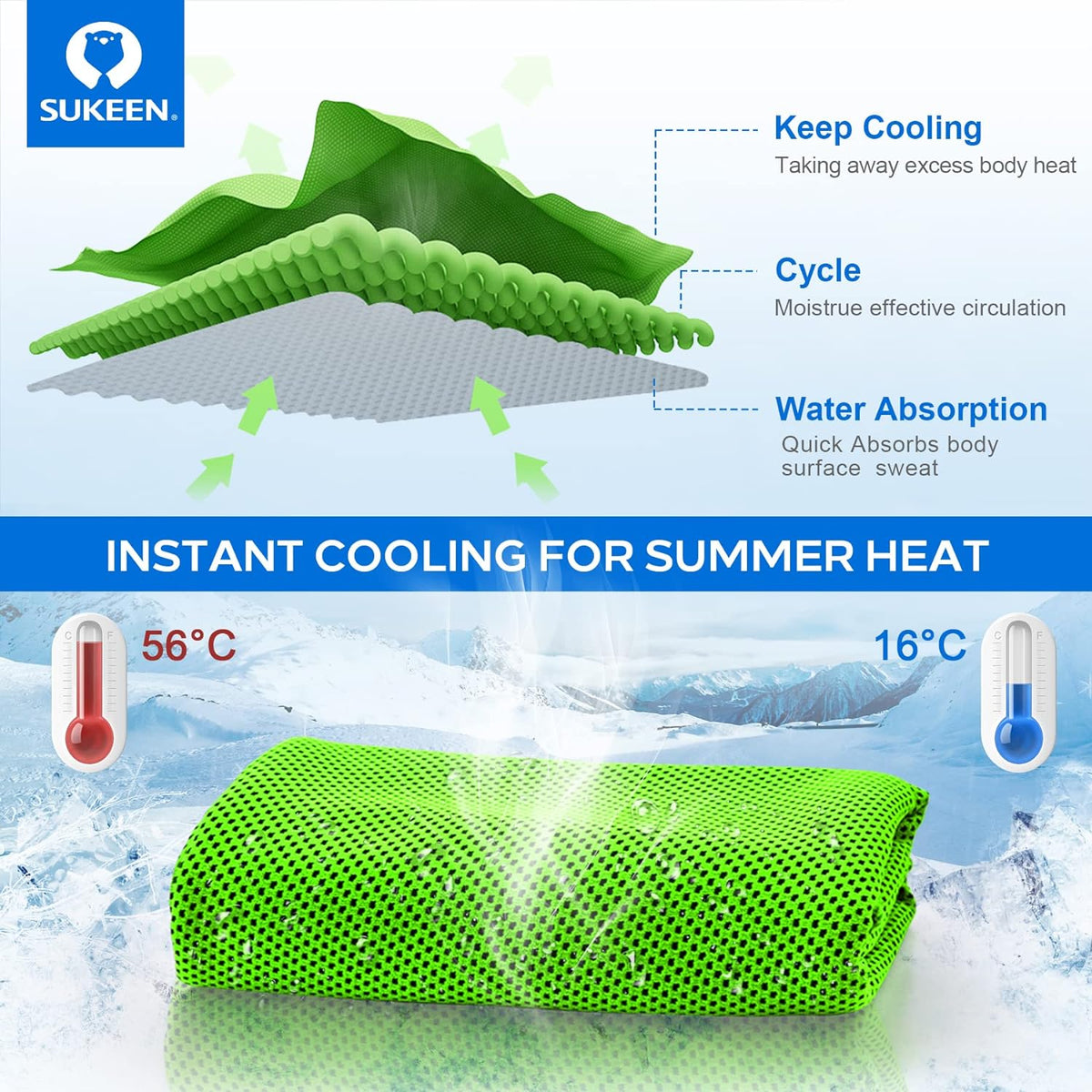 4 Pack Cooling Towels (40"x 12"), Cooling Neck Wraps, Soft Ice Towel