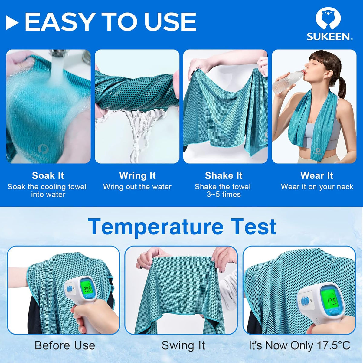 4 Pack Cooling Towels (40"x 12"), Cooling Neck Wraps, Soft Ice Towel