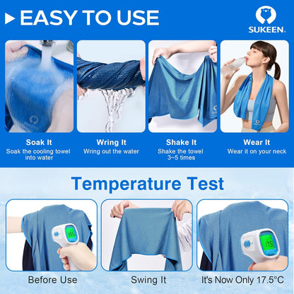 4 Pack Cooling Towels (40"x 12"), Cooling Neck Wraps, Soft Ice Towel