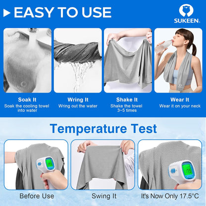 4 Pack Cooling Towels (40"x 12"), Cooling Neck Wraps, Soft Ice Towel