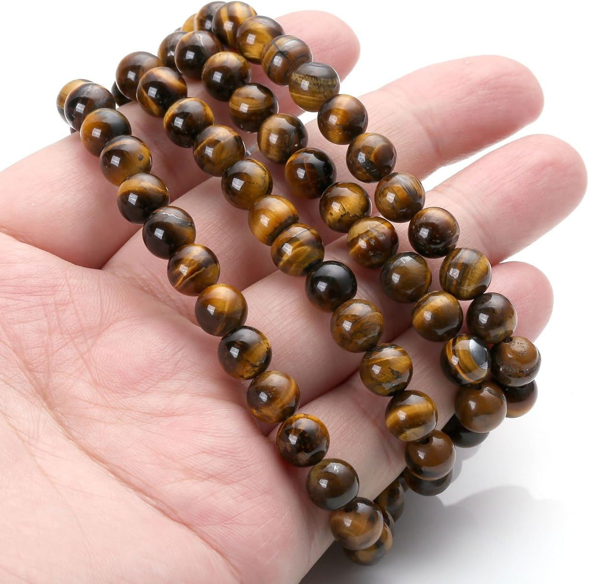 Tibetan 6mm 8mm 108 Natural Tiger Eye Gemstone Beads Prayer Mala Bracelet Necklace