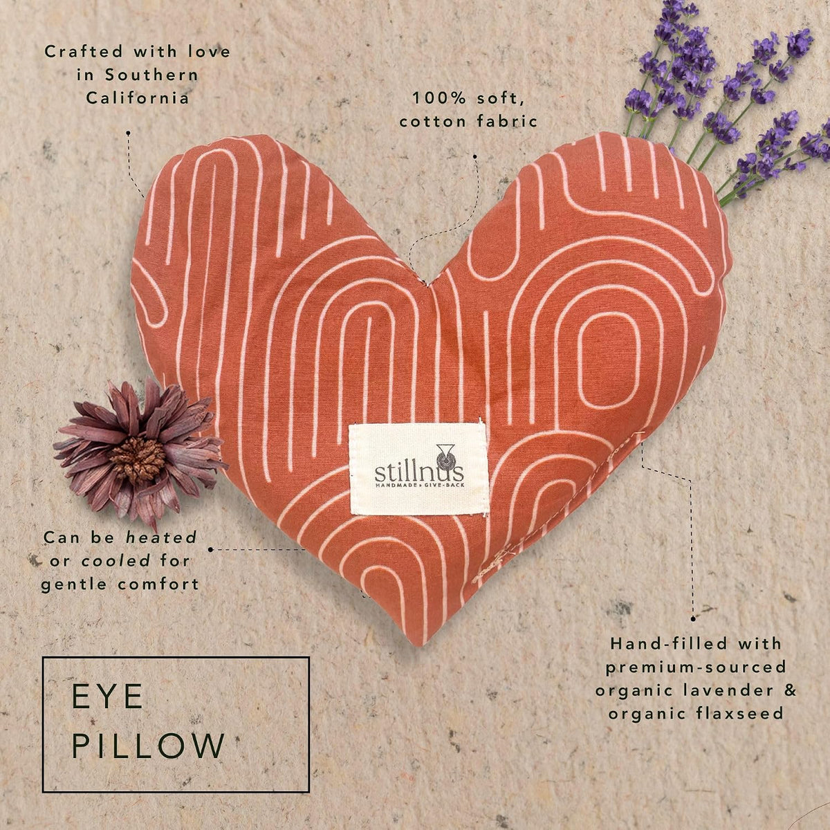 Weighted Heart Eye Pillow & Eye Mask - Gift for Women, Terra