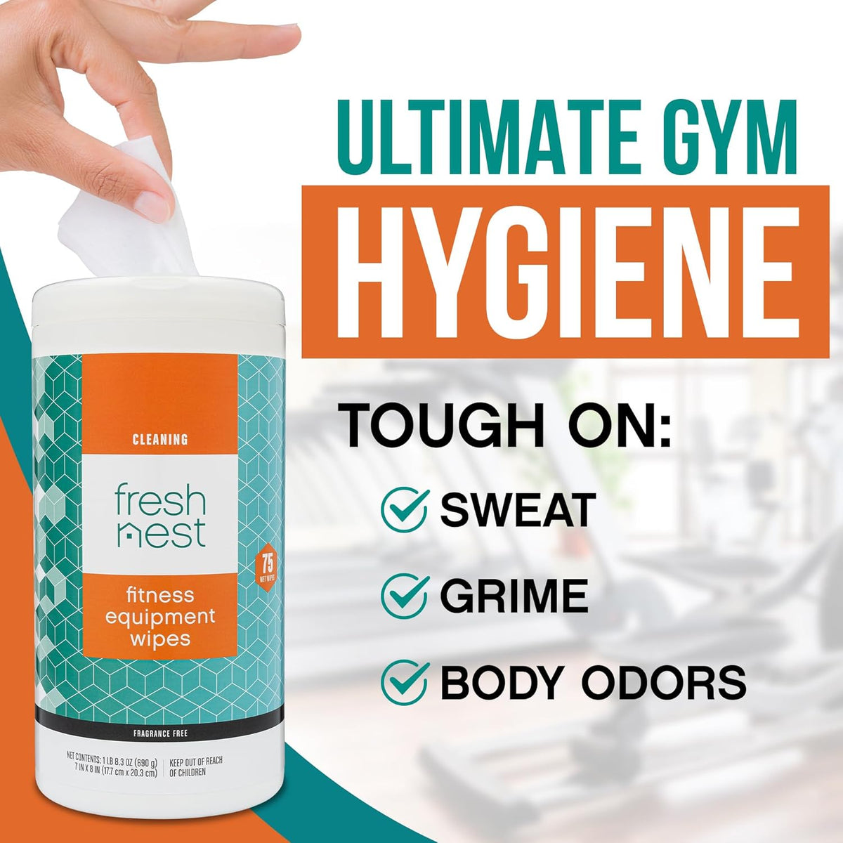 Fitness Equipment Wipes - Cleaning Wipes - 75 Count