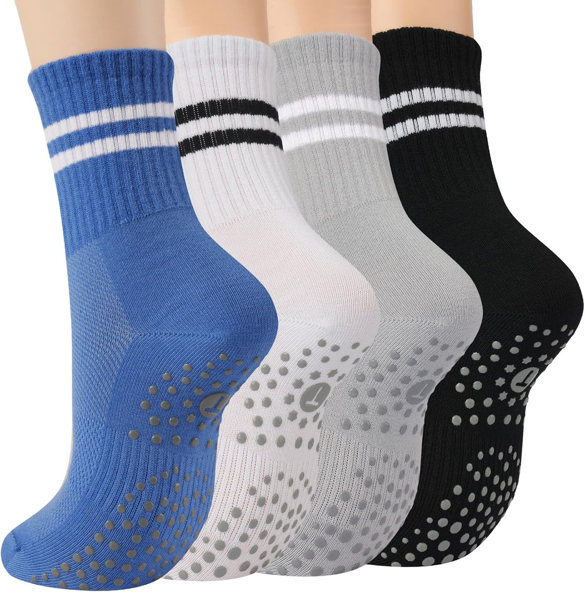 Pilates Socks for Women, Grip Yoga Crew Socks, Non Slip Socks