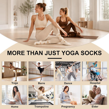 Pilates Socks for Women, Grip Yoga Crew Socks, Non Slip Socks
