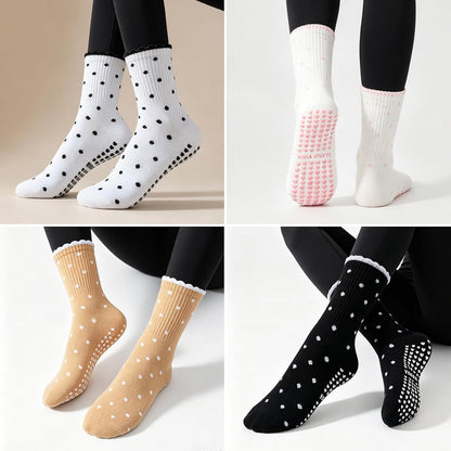 Pilates Socks for Women, Grip Yoga Crew Socks, Non Slip Socks