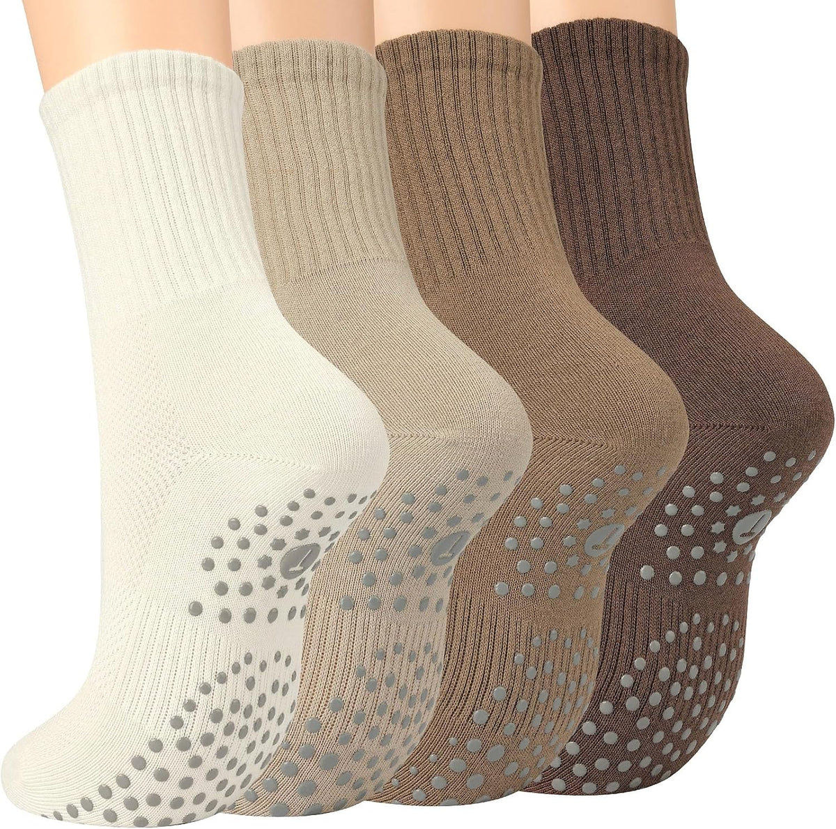 Pilates Socks for Women, Grip Yoga Crew Socks, Non Slip Socks