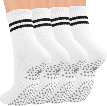 Pilates Socks for Women, Grip Yoga Crew Socks, Non Slip Socks