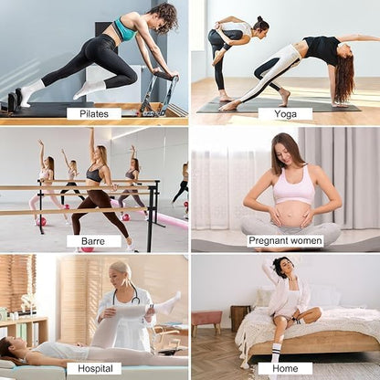 Pilates Socks for Women, Grip Yoga Crew Socks, Non Slip Socks