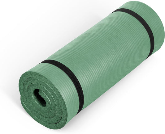 1" Extra Thick Yoga Mat, Exercise Mat with Strap, Multiple Colors
