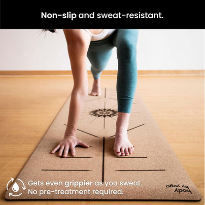 Luxury Cork Yoga Mat - Non Slip, Extra Thick Grip. Extra Large & Long. More Comfort and Support. Tough Enough For Hot Yoga. Cork + Natural Rubber, Non Toxic and Eco Friendly. Optional Alignment Lines.