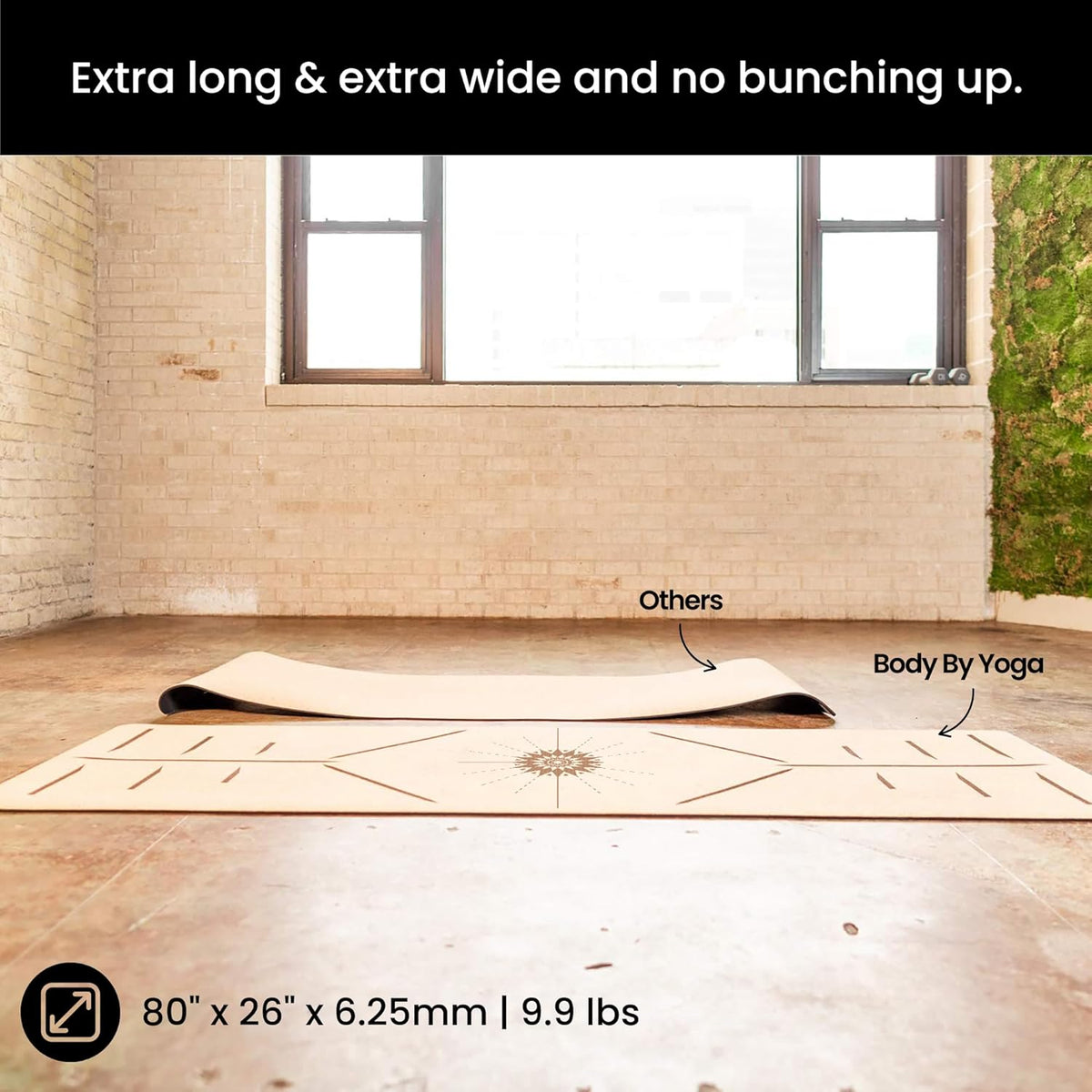 Luxury Cork Yoga Mat - Non Slip, Extra Thick Grip. Extra Large & Long. More Comfort and Support. Tough Enough For Hot Yoga. Cork + Natural Rubber, Non Toxic and Eco Friendly. Optional Alignment Lines.