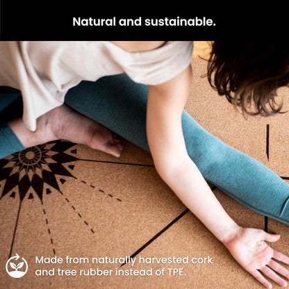 Luxury Cork Yoga Mat - Non Slip, Extra Thick Grip. Extra Large & Long. More Comfort and Support. Tough Enough For Hot Yoga. Cork + Natural Rubber, Non Toxic and Eco Friendly. Optional Alignment Lines.