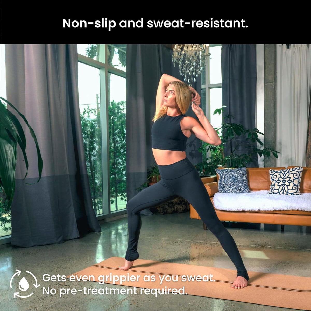 Luxury Cork Yoga Mat - Non Slip, Extra Thick Grip. Extra Large & Long. More Comfort and Support. Tough Enough For Hot Yoga. Cork + Natural Rubber, Non Toxic and Eco Friendly. Optional Alignment Lines.