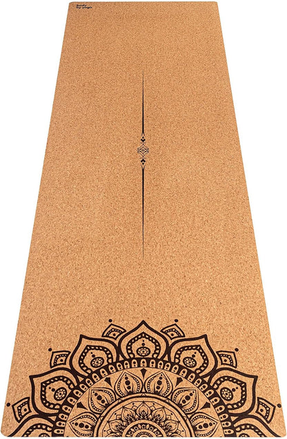 Luxury Cork Yoga Mat - Non Slip, Extra Thick Grip. Extra Large & Long. More Comfort and Support. Tough Enough For Hot Yoga. Cork + Natural Rubber, Non Toxic and Eco Friendly. Optional Alignment Lines.