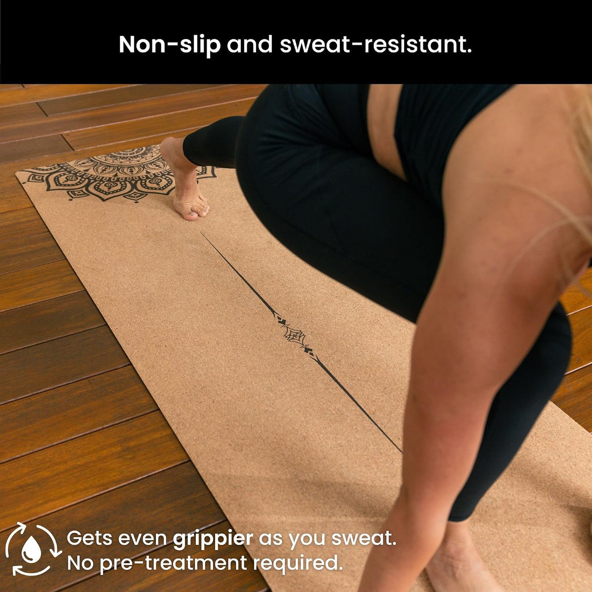 Luxury Cork Yoga Mat - Non Slip, Extra Thick Grip. Extra Large & Long. More Comfort and Support. Tough Enough For Hot Yoga. Cork + Natural Rubber, Non Toxic and Eco Friendly. Optional Alignment Lines.