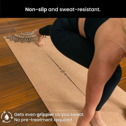 Luxury Cork Yoga Mat - Non Slip, Extra Thick Grip. Extra Large & Long. More Comfort and Support. Tough Enough For Hot Yoga. Cork + Natural Rubber, Non Toxic and Eco Friendly. Optional Alignment Lines.