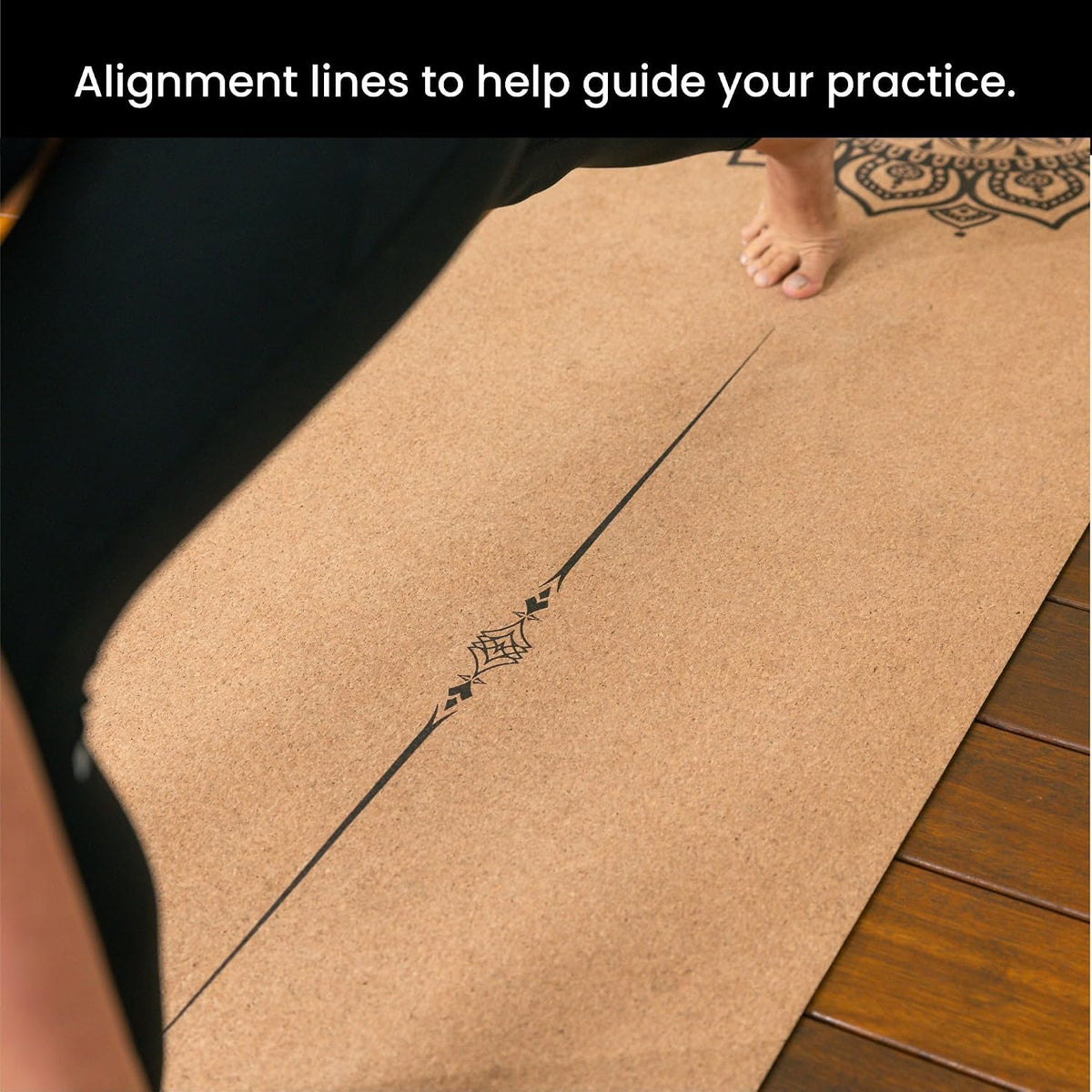 Luxury Cork Yoga Mat - Non Slip, Extra Thick Grip. Extra Large & Long. More Comfort and Support. Tough Enough For Hot Yoga. Cork + Natural Rubber, Non Toxic and Eco Friendly. Optional Alignment Lines.