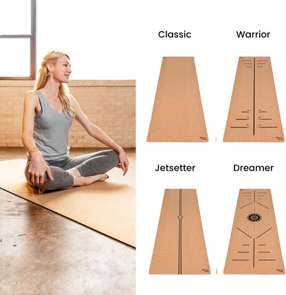 Luxury Cork Yoga Mat - Non Slip, Extra Thick Grip. Extra Large & Long. More Comfort and Support. Tough Enough For Hot Yoga. Cork + Natural Rubber, Non Toxic and Eco Friendly. Optional Alignment Lines.
