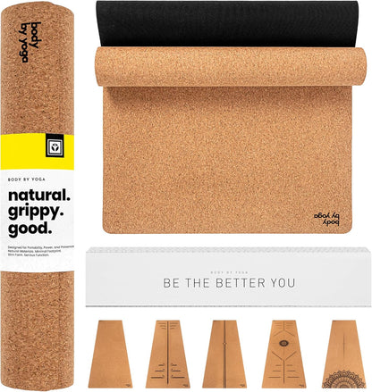 Luxury Cork Yoga Mat - Non Slip, Extra Thick Grip. Extra Large & Long. More Comfort and Support. Tough Enough For Hot Yoga. Cork + Natural Rubber, Non Toxic and Eco Friendly. Optional Alignment Lines.