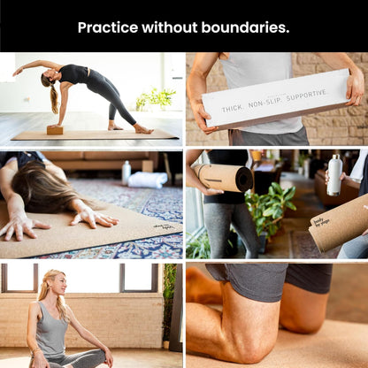 Luxury Cork Yoga Mat - Non Slip, Extra Thick Grip. Extra Large & Long. More Comfort and Support. Tough Enough For Hot Yoga. Cork + Natural Rubber, Non Toxic and Eco Friendly. Optional Alignment Lines.